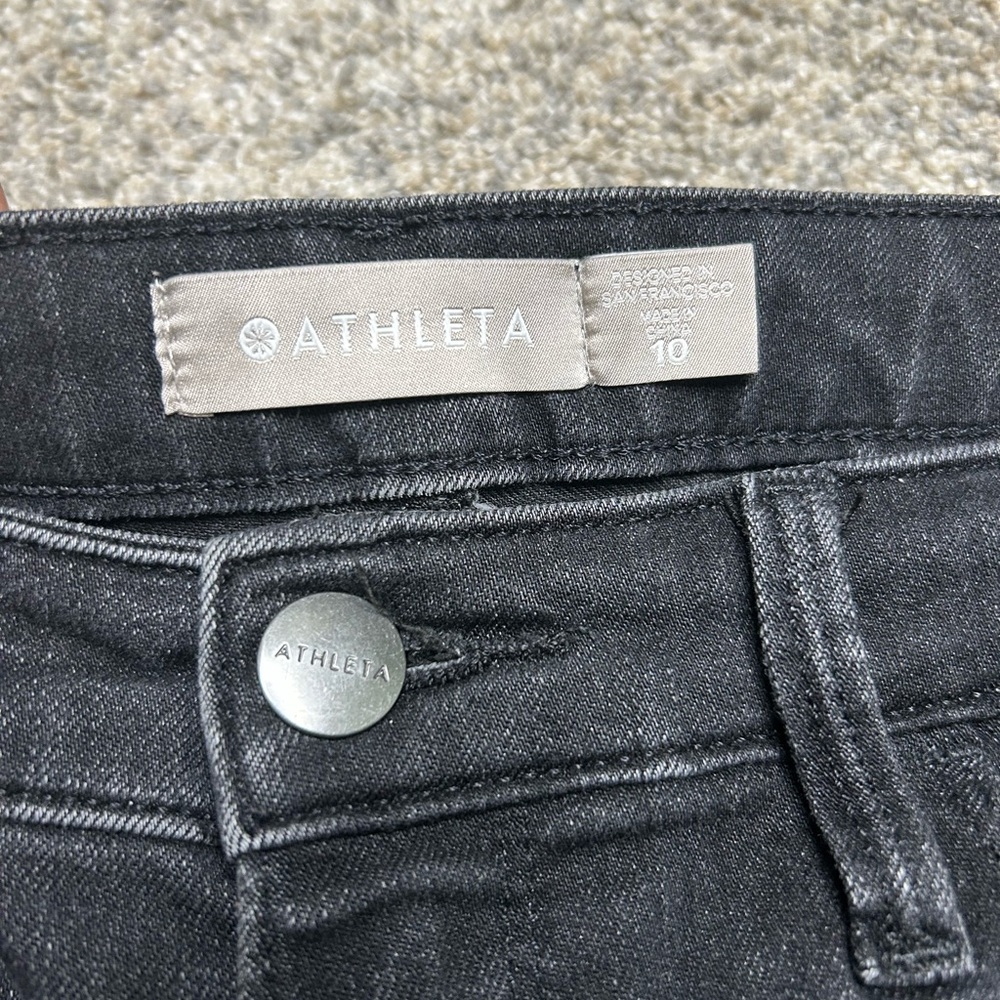 Athleta Size 10 Black High-Rise Skinny Jeans w/ Zip Ankles